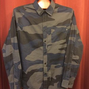 Mens Stussy Blue Camo Button Down Long Sleeve M